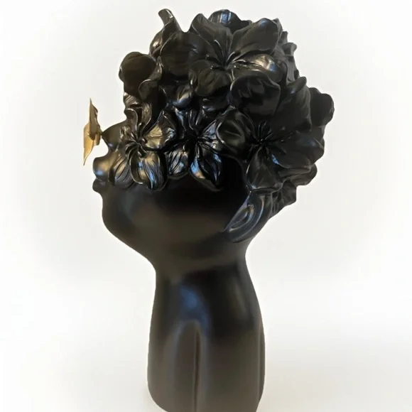 11.5-inch Modern black sculpture features a captivating design of a butterfly - Picture 5 of 6